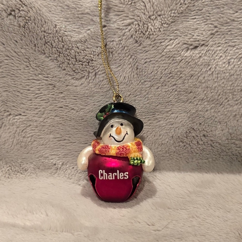 Hallmark Personalized Snowman Christmas Ornament Bell "Charles" Holiday Gift